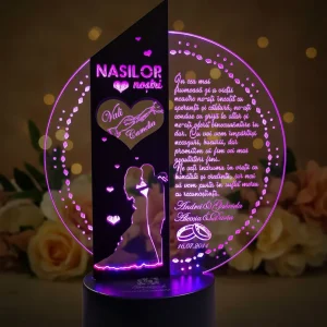 Cadou nasi personalizat Trofeu LED – Placheta pentru nasi