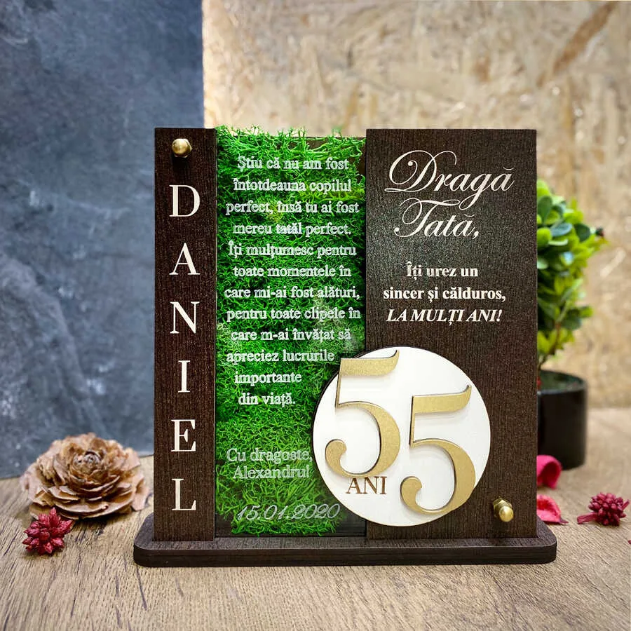 Cadou personalizat cu licheni- Trofeu pentru tata