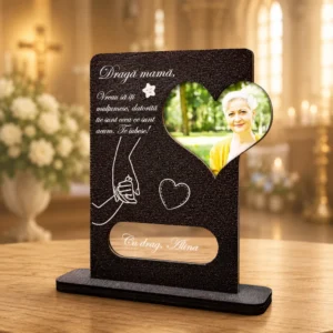 Cadou personalizat Trofeu – Inima mama (Poza si mesaj)