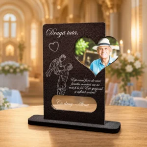 Cadou personalizat Trofeu – Inima tata (Poza si mesaj)