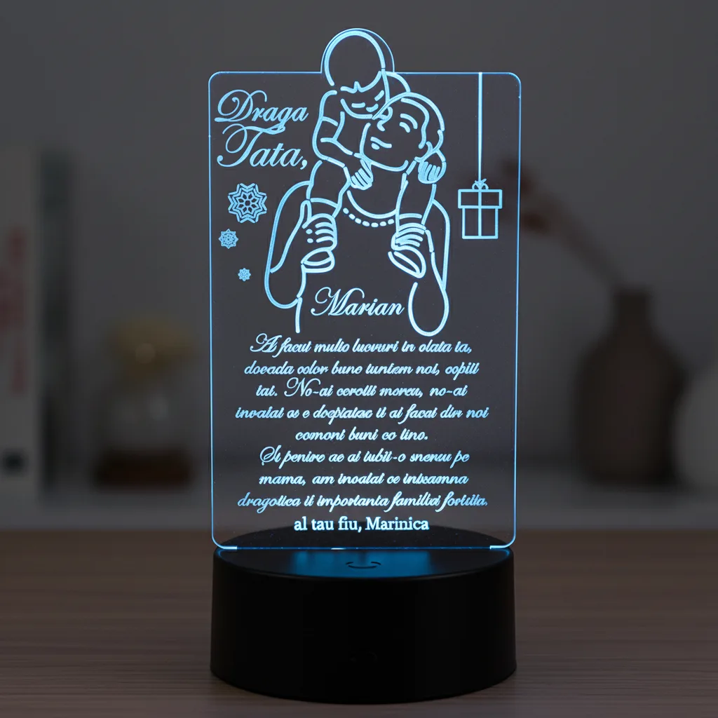Cadou personalizat Trofeu LED – Eroul meu tata