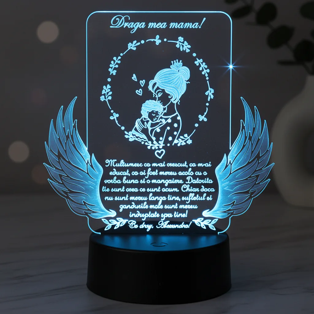 Cadou personalizat Trofeu LED – Pentru mama Model 1