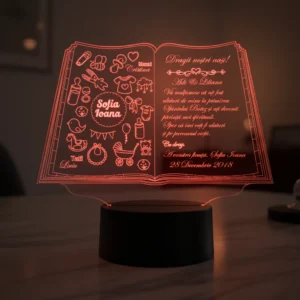 Cadou personalizat Trofeu LED – Pentru nasi de botez – Carticica