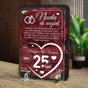 Felicitare cu licheni – Aniversare nunta de argint 25 ani
