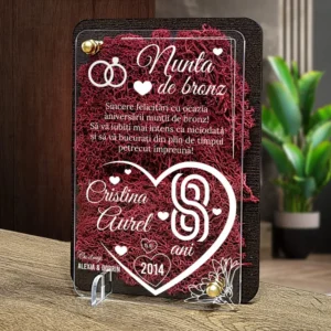 Felicitare cu licheni – Aniversare nunta de bronz 8 ani