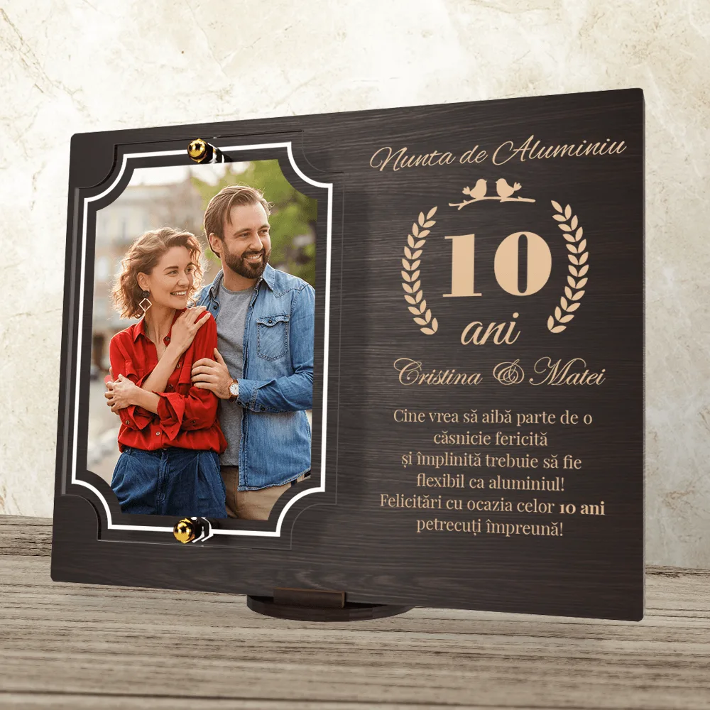 Placheta personalizata 10 ani casatorie – Nunta de aluminiu
