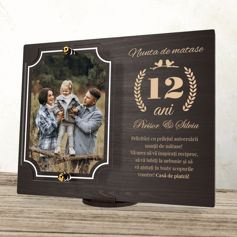 Placheta personalizata aniversare 12 ani – Nunta de matase