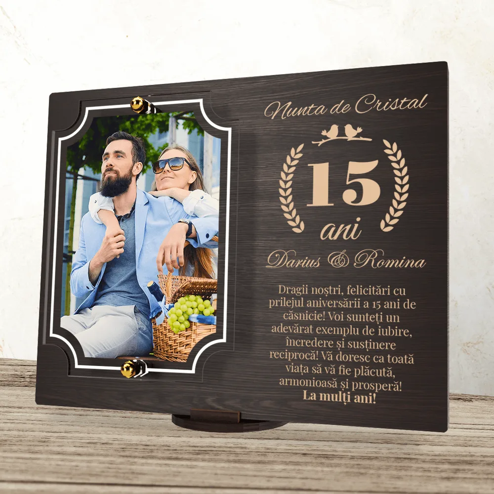 Placheta personalizata aniversare 15 ani – Nunta de cristal