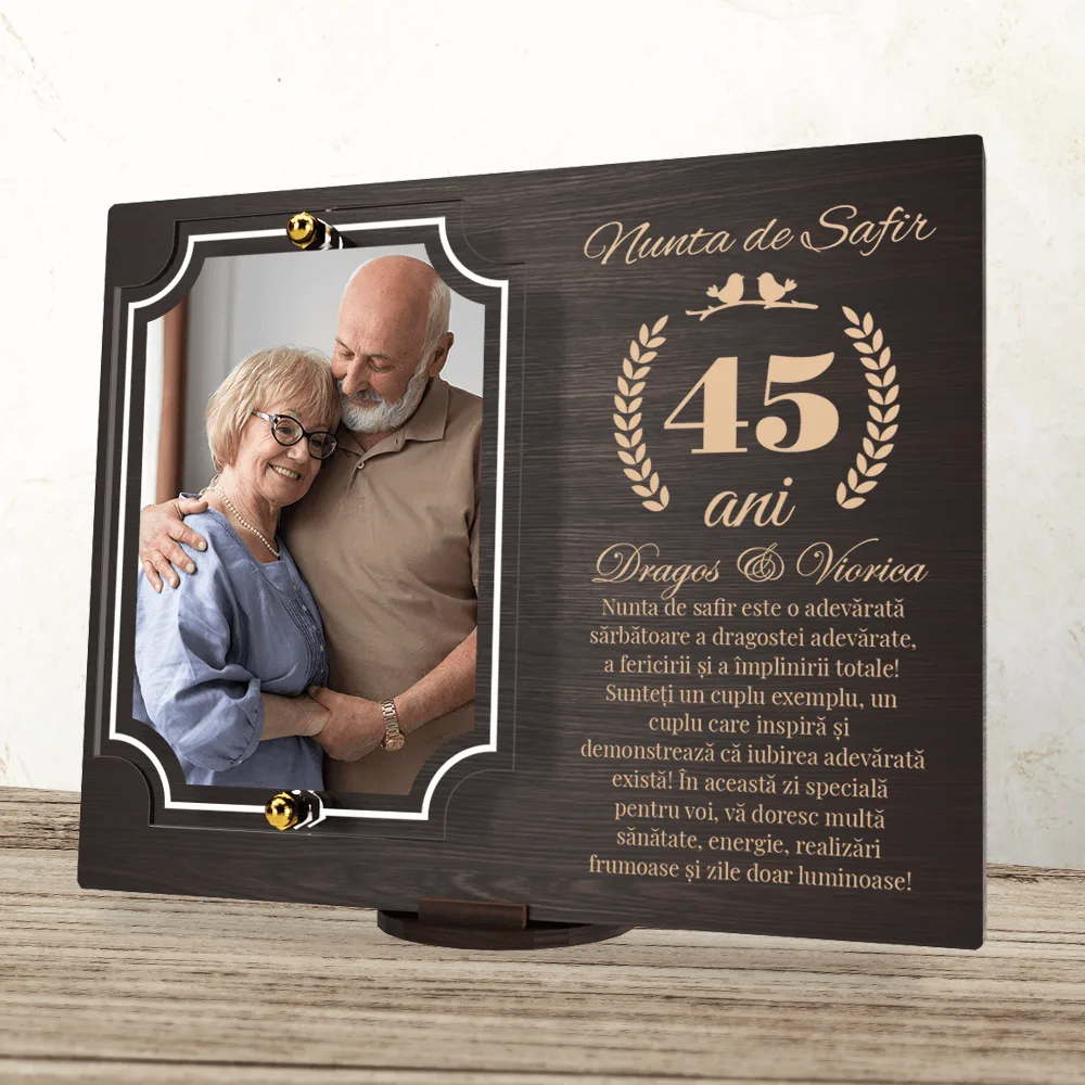 Placheta personalizata aniversare 45 ani – Nunta de safir