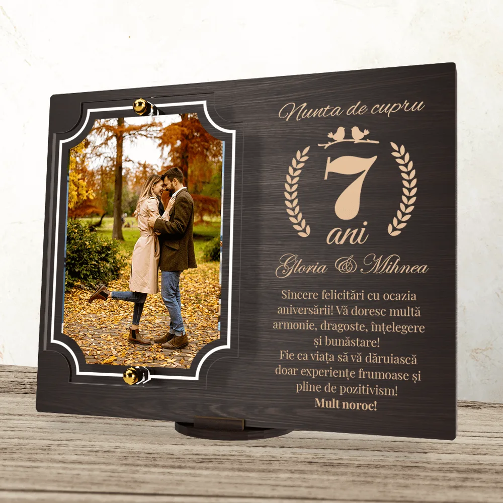 Placheta personalizata aniversare 7 ani – Nunta de cupru