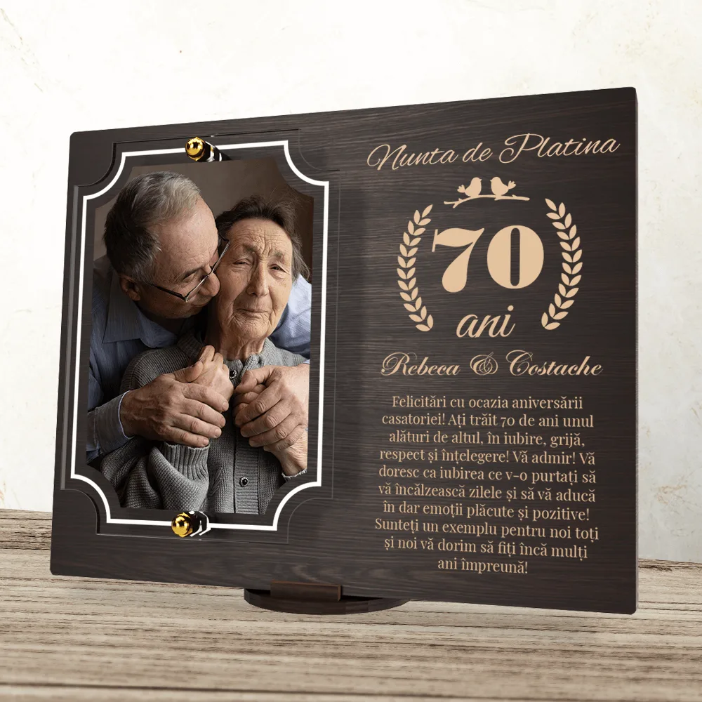 Placheta personalizata aniversare 70 ani – Nunta de platină