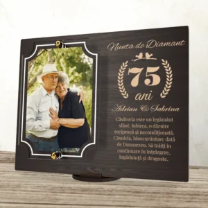 Placheta personalizata aniversare 75 ani – Nunta de diamant
