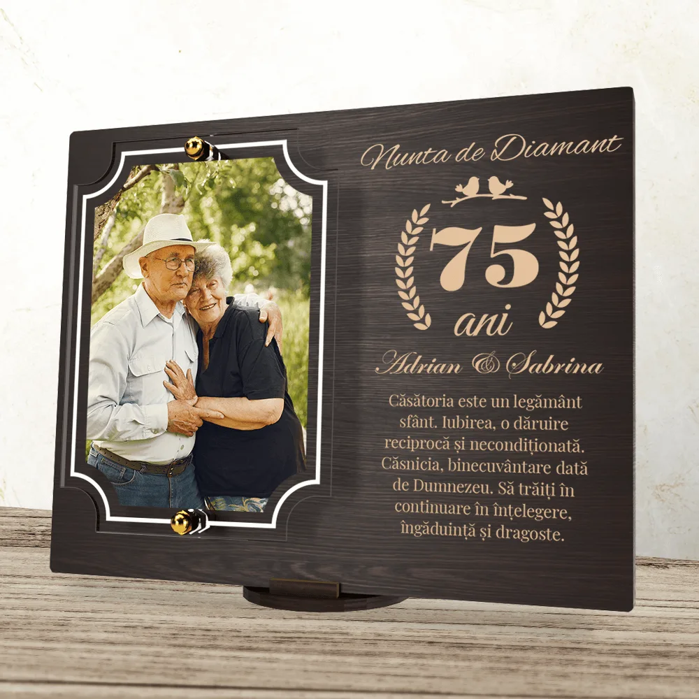 Placheta personalizata aniversare 75 ani – Nunta de diamant