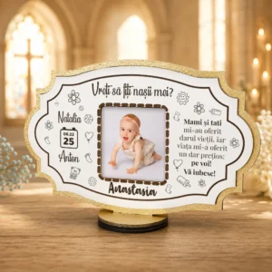 Rama foto personalizata pentru cerere nasi de botez