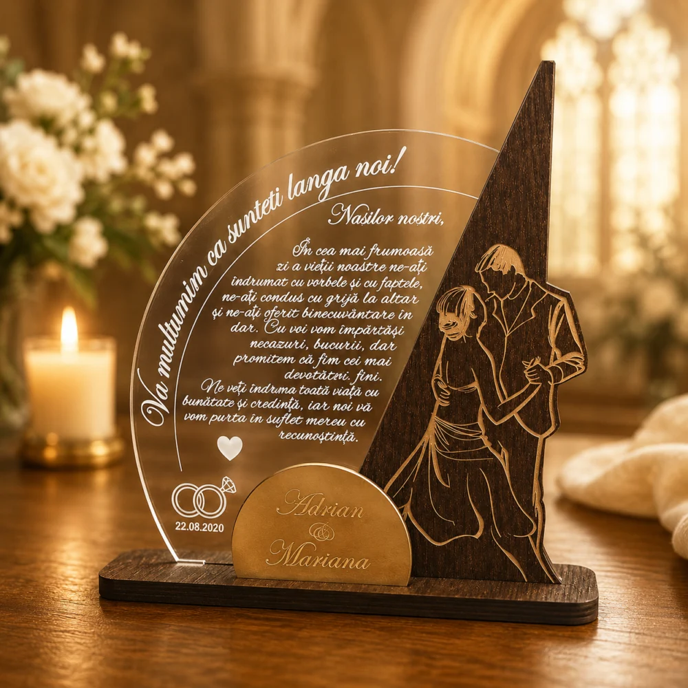 Trofeu pentru nasi – Cadou personalizat pentru nasii de cununie