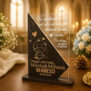 Trofeu personalizat – cadou de multumire pentru nasi de botez