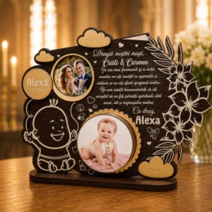 Trofeu personalizat cu boxa – Multumire nasi botez