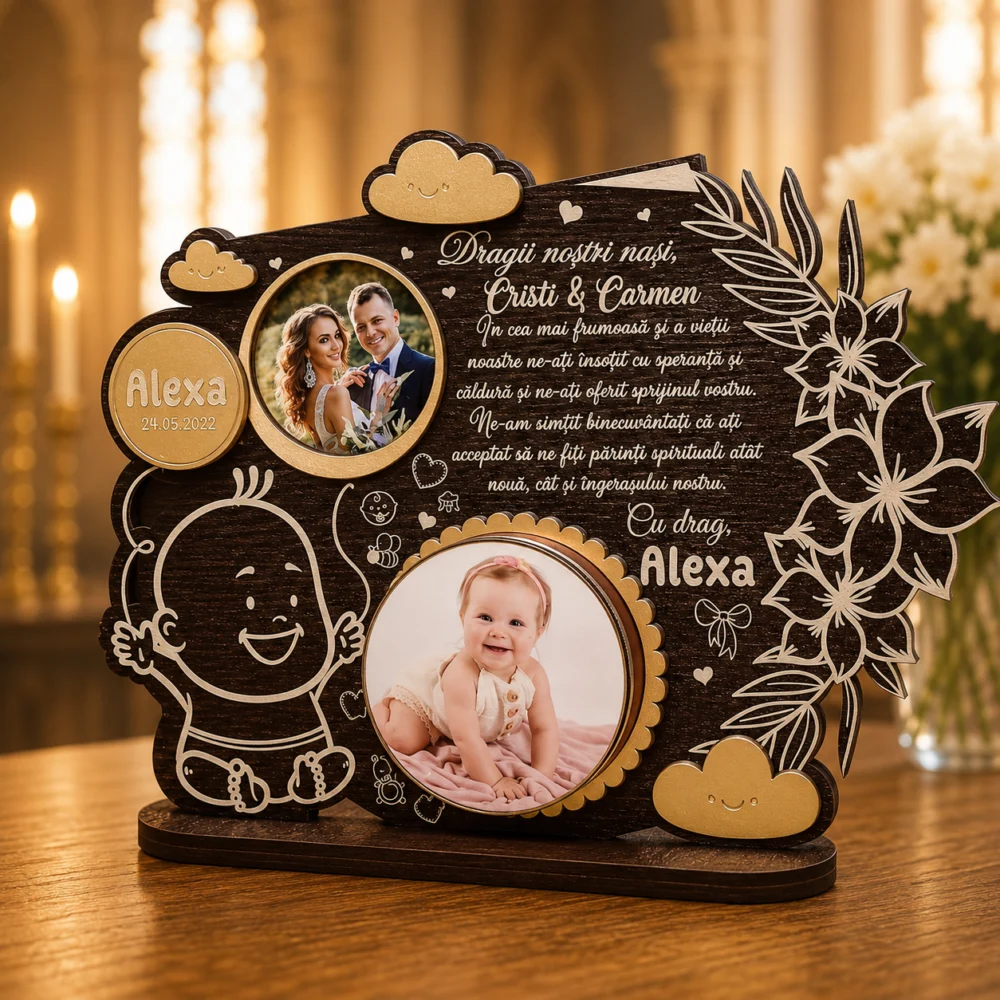 Trofeu personalizat cu boxa – Multumire nasi botez
