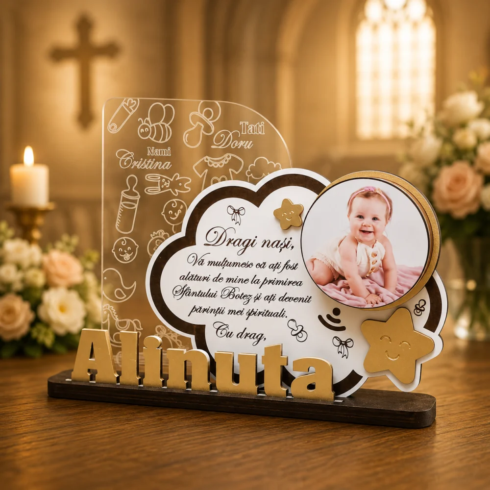Trofeu personalizat cu boxa – Norisor pentru nasii de botez