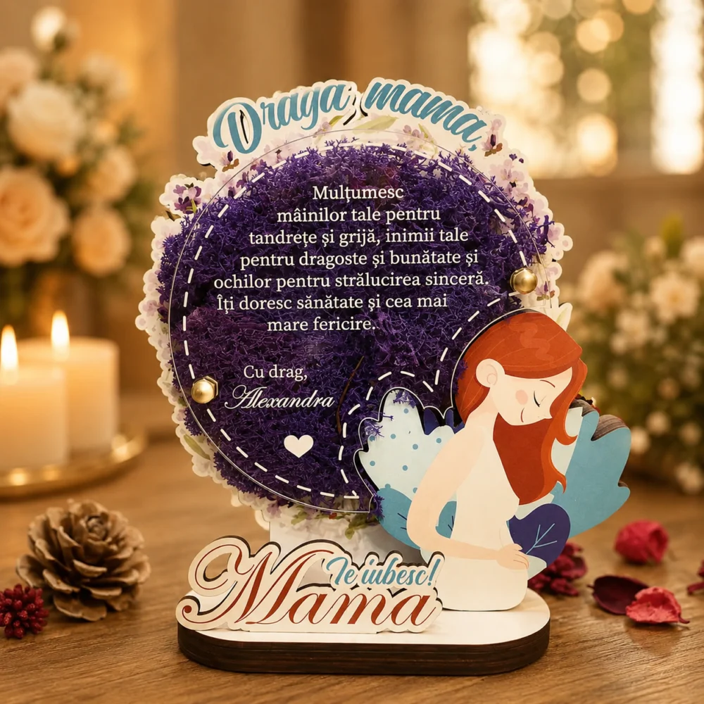 Trofeu Personalizat Cu Licheni – Multumire mama