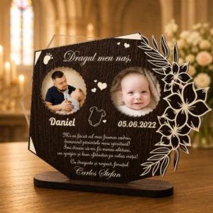 Trofeu Personalizat – Multumire Nas Botez cu doua poze