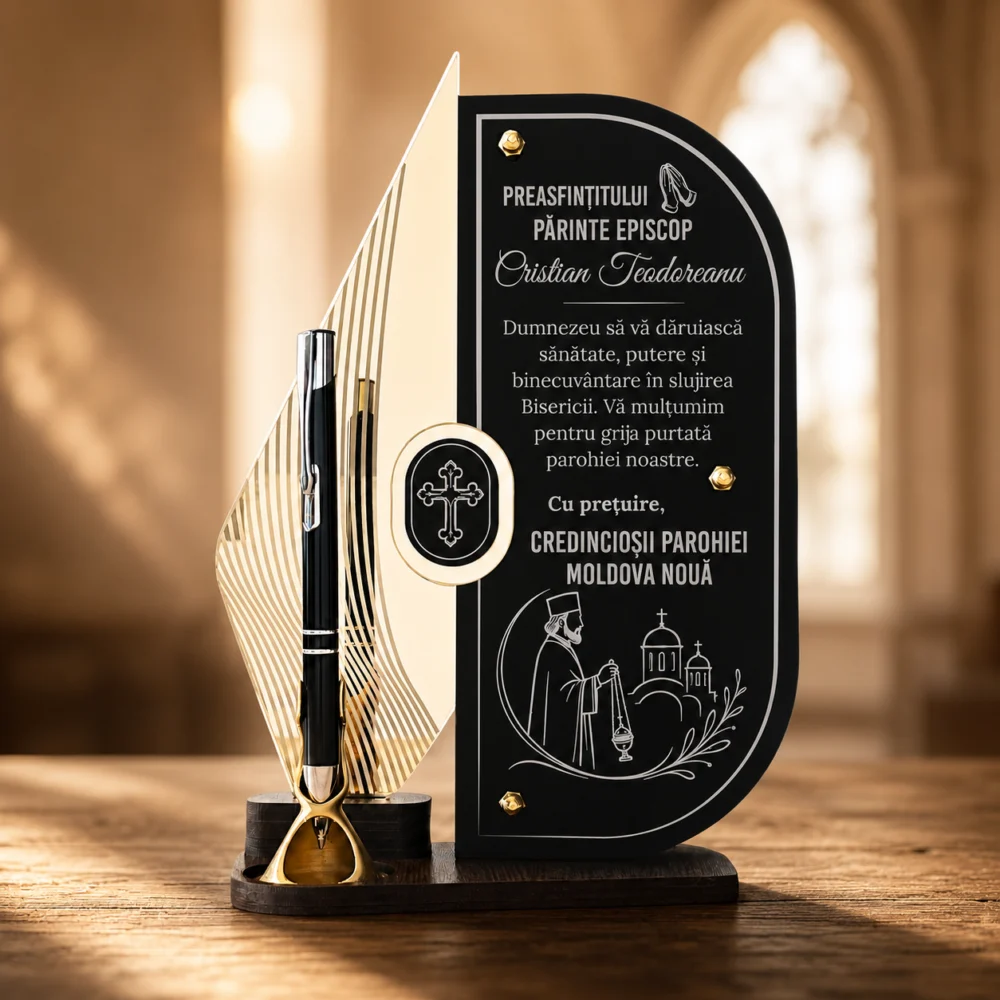 Trofeu personalizat pentru episcop