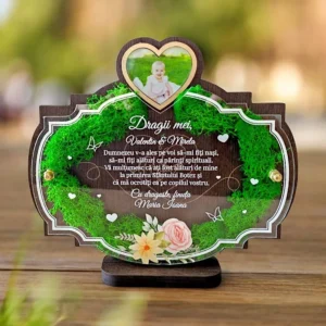 Trofeu personalizat pentru nasii de botez – Multumesc