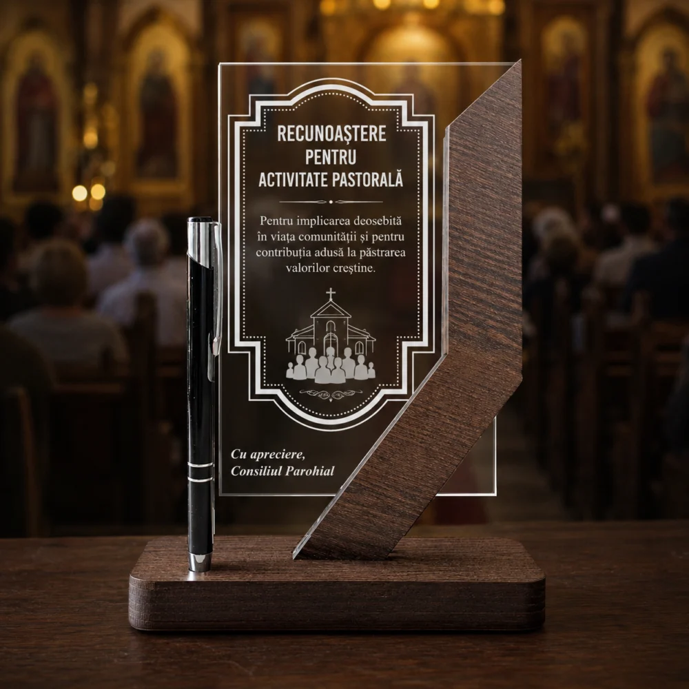 Trofeu personalizat pentru realizări pastorale remarcabile