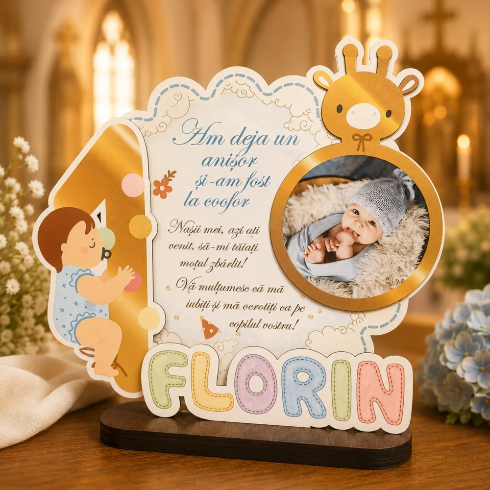 Trofeu personalizat printat – Multumire taiere mot (baietel)