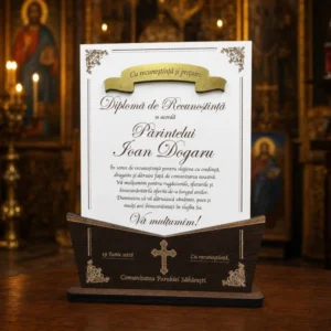 Trofeu tip diploma de recunostinta pentru preot