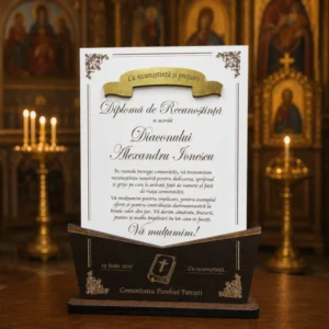 Trofeu tip diploma de recunostinta pentru diacon
