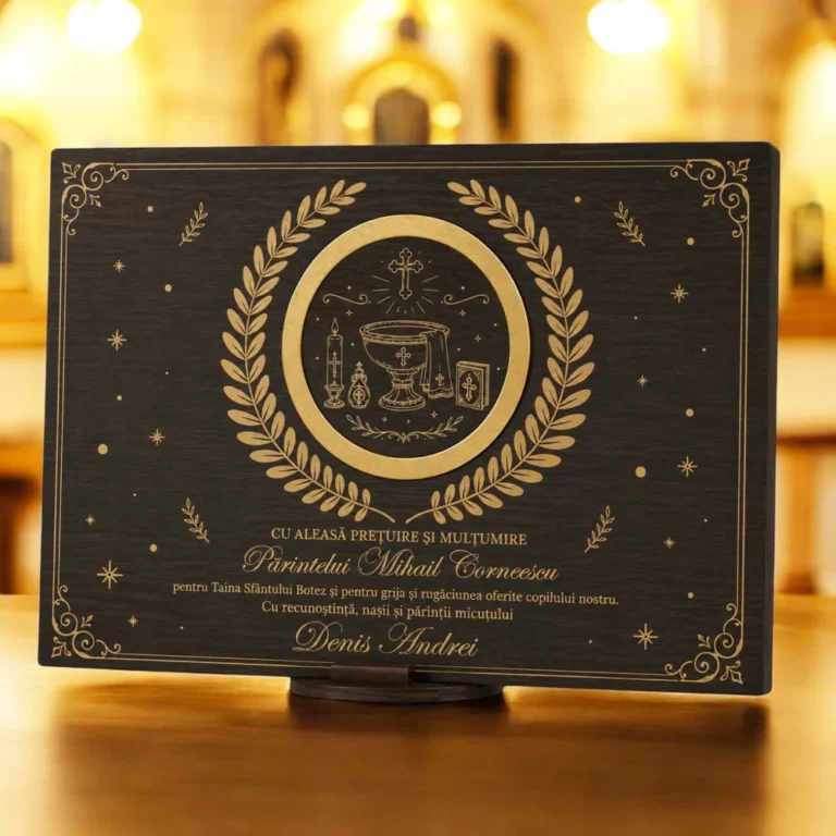 Plachetă personalizată pentru preotul de botez
