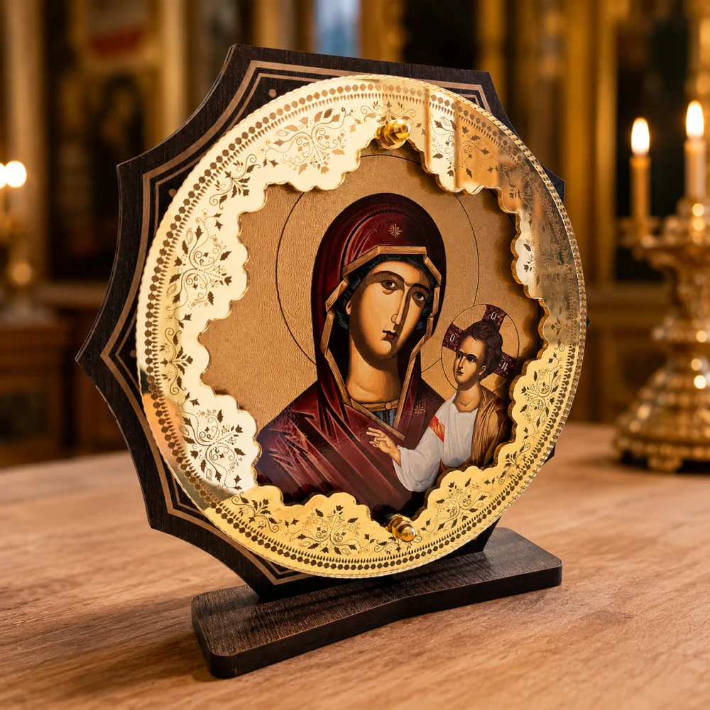 Trofeu personalizat cu Icoana Maicii Domnului, cadou crestin